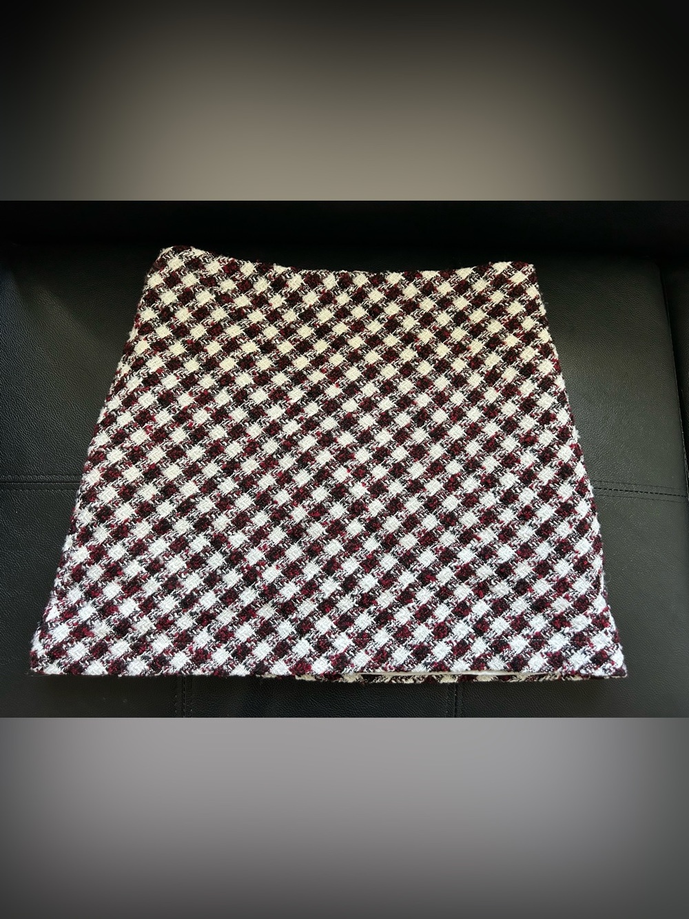 Pink Lily Burgundy and White Tweed Mini Skirt